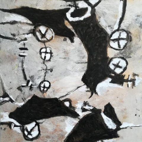 »Fliegende Kühe« 2021 · Acryl auf Leinwand · 80 x 110 cm